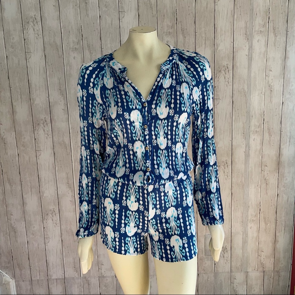 Lilly Pulitzer Elsa Romper Get In Line Jellyfish Size Medium